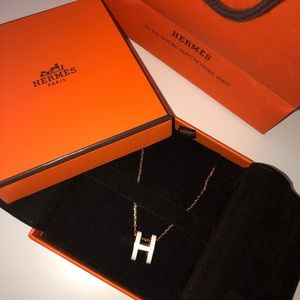 hermes pop h pendant gold and white